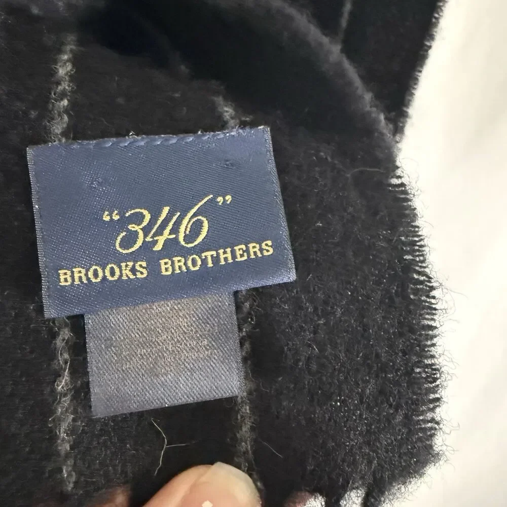 Brooks Brothers 346 Lambswool Scarf Black Striped Tassels 12